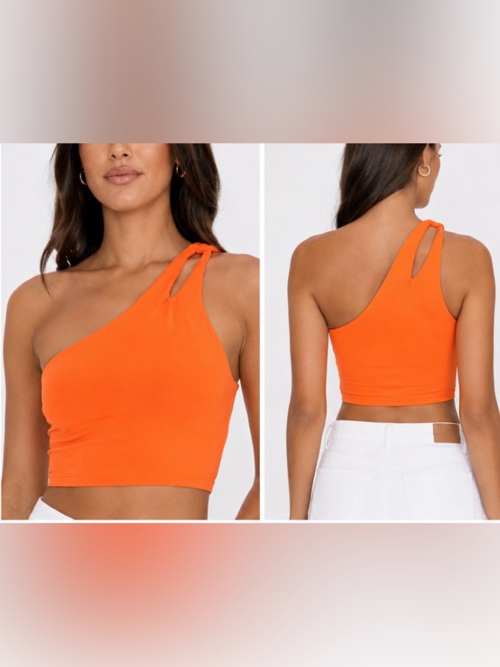 Susana Monaco Twist One-Shoulder Crop Top Size Medium Clownfish Orange NWT - Picture 2 of 6